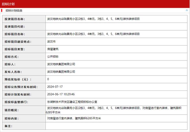招标计划！光谷这小区将进行室内装修！(图1)