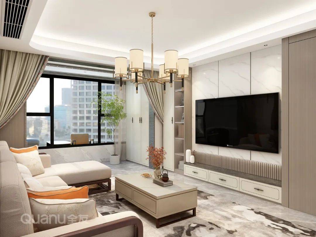 全友样板间案例135㎡简雅新中式一眼爱上东方美学!(图1)