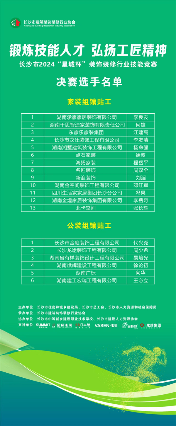 长沙市2024年“星城杯”装饰装修行业技能竞赛即将开赛(图1)