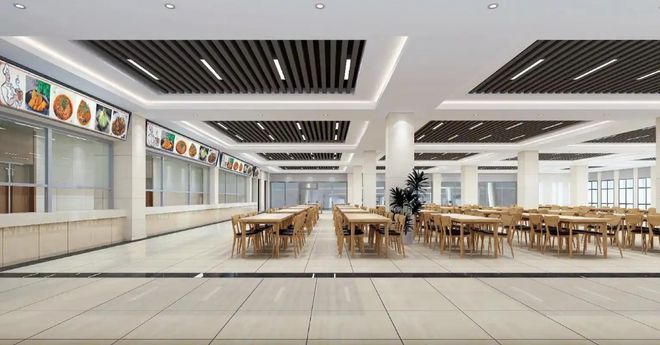 食堂新风貌装修效果图里的美食天堂(图1)