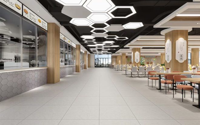 食堂新风貌装修效果图里的美食天堂(图2)
