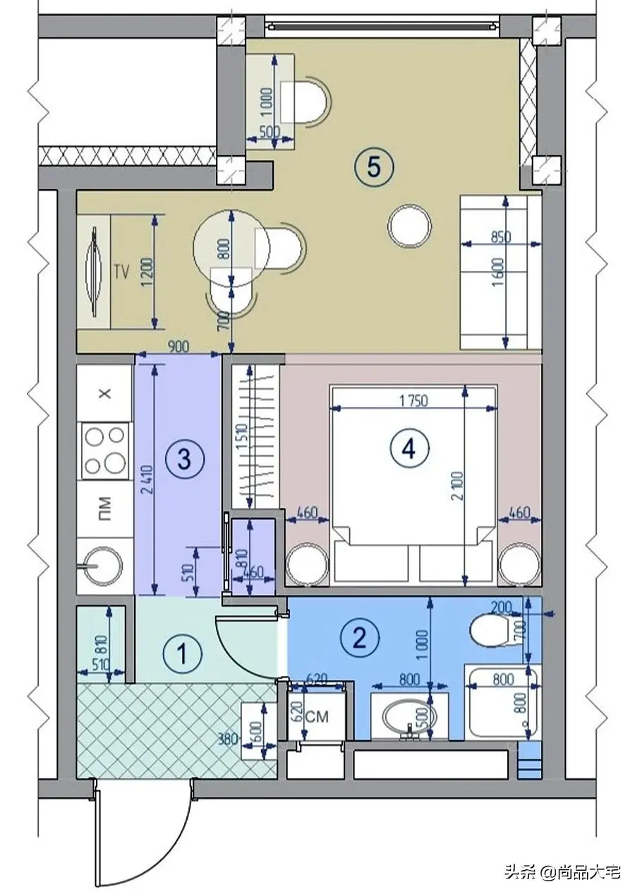 单身小姐姐的32㎡公寓室内打造7大功能区精致大气令人难忘(图2)