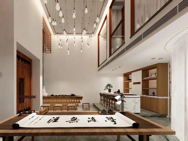 新中式茶室装修效果图：古典韵味与现代雅致的完美融合(图3)