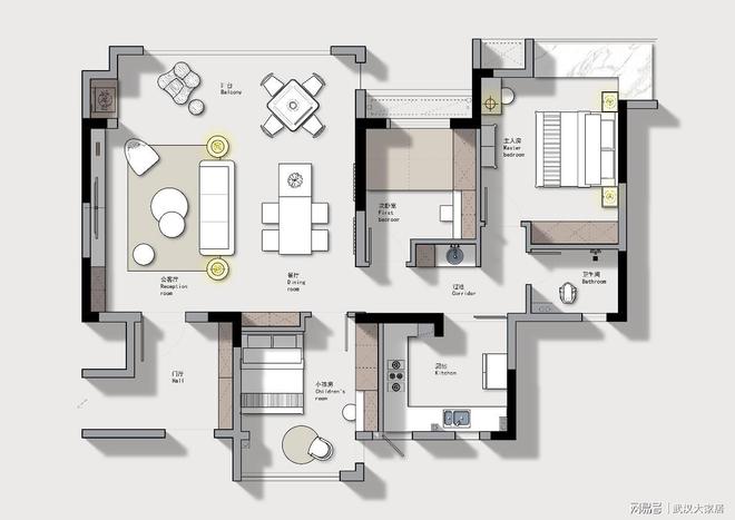张正华【太阳城大名府北轩—平层】武汉城市室内设计大赛参赛作品(图2)