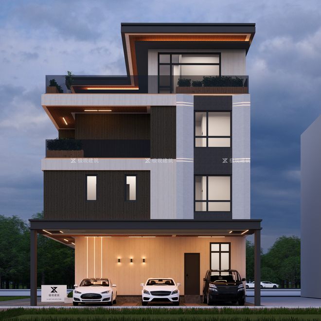 印尼雅加达丨四层现代风格自建别墅(图5)