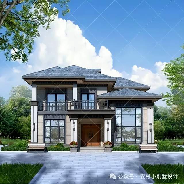 惊艳了全村！28款二层新中式自建房美得邻居天天来参观(图11)