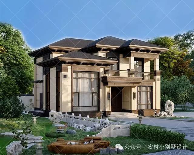 惊艳了全村！28款二层新中式自建房美得邻居天天来参观(图4)